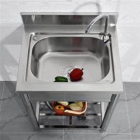 img 1 attached to 22-inch Free Standing Stainless-Steel Single Bowl Commercial Kitchen Sink Set with Faucet, Prep & Utility Hand Washing Basin with Storage Shelf – Ideal as laundry tub for Indoor and Outdoor Use