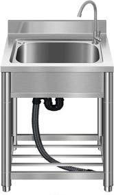 img 4 attached to 22-inch Free Standing Stainless-Steel Single Bowl Commercial Kitchen Sink Set with Faucet, Prep & Utility Hand Washing Basin with Storage Shelf – Ideal as laundry tub for Indoor and Outdoor Use