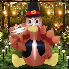 img 3 attached to 🦃 6FT Lighted Blow up Turkey: Fun Thanksgiving Inflatable with LED Lights for Outdoor Decor