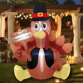 img 4 attached to 🦃 6FT Lighted Blow up Turkey: Fun Thanksgiving Inflatable with LED Lights for Outdoor Decor