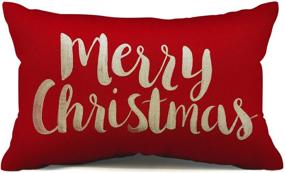 img 4 attached to 🎄 Festive Christmas Pillow Covers: 12x20 Merry Christmas Decorations for Sofa Couch and Porch Cushions