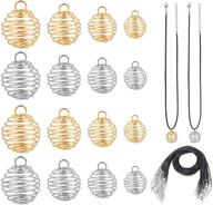 🐼 pandahall set of 48 iron spiral bead cages pendants with 24 leather cords for jewelry making and crafting, 9mm/15mm/25mm/30mm – ideal for necklaces, earrings, and more logo