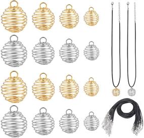 img 4 attached to 🐼 PandaHall Set of 48 Iron Spiral Bead Cages Pendants with 24 Leather Cords for Jewelry Making and Crafting, 9mm/15mm/25mm/30mm – Ideal for Necklaces, Earrings, and More