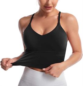 img 2 attached to 🏋️ Lushforest Sports Bras Women Yoga Bra: Longline Removable Tank Top for Workout Fitness, Gym, Yoga, and Running