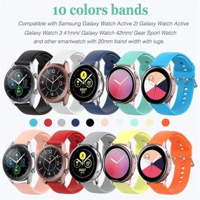 img 3 attached to HSWAI 10 цветных ремешков: Совместимо с Samsung Galaxy Watch 4/Active 2/Active/Watch 4 Classic/Watch 3/Galaxy Watch | 20мм мягкий силиконовый спортивный ремешок с быстрым съемом