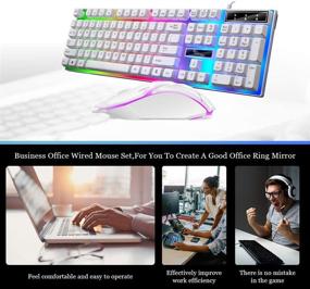 img 2 attached to 🎮 BenRan RGB Backlit Mechanical Gaming Keyboard and Mouse Combo, Wired LED 104 Keys USB Ergonomic Keyboard, Mouse for PC Gamer (White)