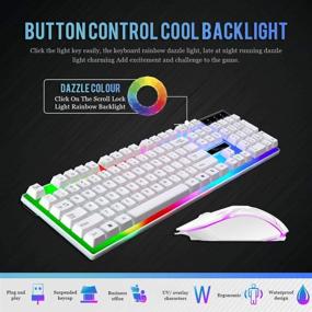 img 1 attached to 🎮 BenRan RGB Backlit Mechanical Gaming Keyboard and Mouse Combo, Wired LED 104 Keys USB Ergonomic Keyboard, Mouse for PC Gamer (White)