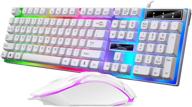 🎮 benran rgb backlit mechanical gaming keyboard and mouse combo, wired led 104 keys usb ergonomic keyboard, mouse for pc gamer (white) logo