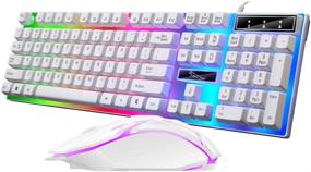 img 4 attached to 🎮 BenRan RGB Backlit Mechanical Gaming Keyboard and Mouse Combo, Wired LED 104 Keys USB Ergonomic Keyboard, Mouse for PC Gamer (White)