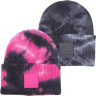 🧣 funky junque women’s tie dye solid beanie winter knit hat, cuffed watch skull cap логотип