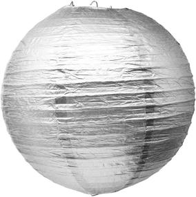 img 3 attached to Mudra Crafts Pack of 10 Round 12-Inch Chinese Lanterns - Decorative Hanging Paper Lanterns with Lights for Parties - Silver Paper Lanterns Decorations