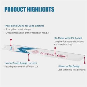 img 3 attached to High-Quality EZARC 9-Inch Reciprocating Saw Blades - Bi-Metal, Cobalt Nail Embedded, Perfect for Wood & Pallet Dismantling - 10/14TPI - 10-Pack