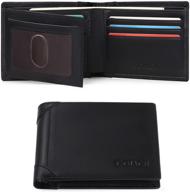 genuine leather bifold wallet with rfid blocking logo