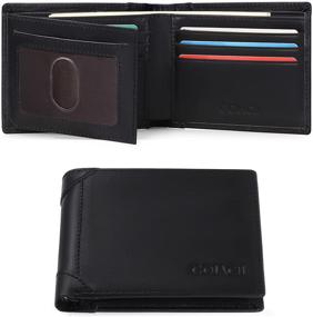 img 4 attached to Genuine Leather Bifold Wallet with RFID Blocking