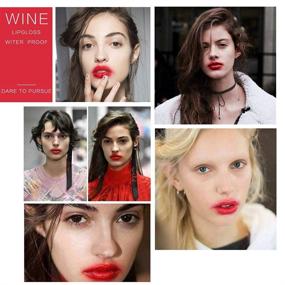 img 1 attached to 🍷 Wine Lip Tint Set - 6 Colors, Long Lasting Waterproof Lip Stain, Non-Stick Cup Liquid Wine Lipstick, Lip Gloss Set - Ideal Make Up Gift for Girls & Women