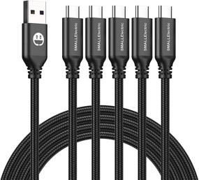 img 4 attached to Fast Charging USB Type-C Cable 5-Pack, 12-Inch Quick Charger Cord, Braided Type C to Type A Cable for Galaxy S10, S20, S9, S8, Plus, A10e, Note 10, Note 9, Note 8, LG V50, V40, G8, G7 (1 Foot, Black)