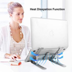 img 1 attached to 💻 Foldable Aluminum Laptop Stand - Adjustable Cooling Notebook Riser for MacBook Air Pro, Lenovo & More 10-17.3 Inch Devices, Tablet, iPad