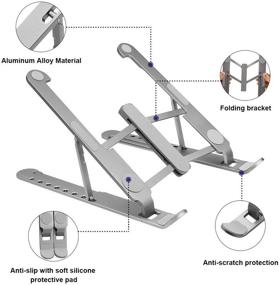 img 3 attached to 💻 Foldable Aluminum Laptop Stand - Adjustable Cooling Notebook Riser for MacBook Air Pro, Lenovo & More 10-17.3 Inch Devices, Tablet, iPad