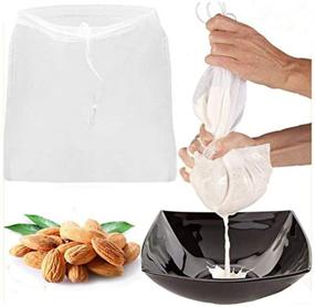 img 4 attached to 🥛 Pro Quality Nut Milk Bag: 2 Pcs - Big 12"x12" Commercial Grade - Reusable Almond Milk Bag & All Purpose Food Strainer - Fine Mesh Nylon Cheesecloth & Cold Brew Coffee Filter