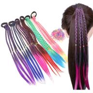 💇 colorful hair accessories bundle - elastic rubber bands for ponytails, braids, twists, wigs - style hair extensions - 6 piece set logo