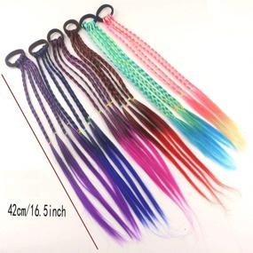 img 3 attached to 💇 Colorful Hair Accessories Bundle - Elastic Rubber Bands for Ponytails, Braids, Twists, Wigs - Style Hair Extensions - 6 Piece Set