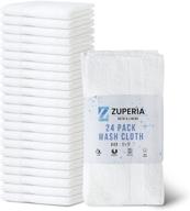 🛀 zuperia 100% cotton luxury bath washcloths - 24 pack 12x12 inches, face towels for bright white essential cleaning in bathroom logo