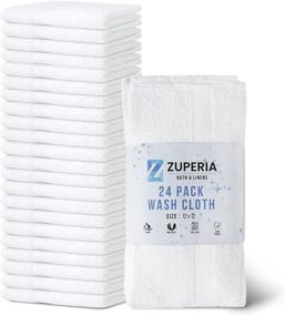 img 3 attached to 🛀 Zuperia 100% Cotton Luxury Bath Washcloths - 24 Pack 12x12 Inches, Face Towels for Bright White Essential Cleaning in Bathroom