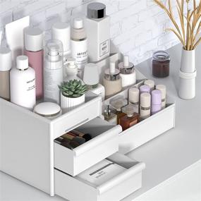 img 2 attached to White Vanity Makeup Organizer with Drawers for Cosmetics, Brushes, Eyeshadow, 💄 Lipstick, and Jewelry – Desktop Dresser Countertop Holder for Skincare and Beauty Essentials