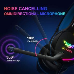 img 1 attached to Nivava K12 USB Gaming Headset for PC and PS5 - 7.1 Surround Sound PS4 Headset with Noise-Cancelling Mic, Over-Ear Headphone with Soft Memory Earpads, RGB LED Lights - Compatible with Computer, Laptop, Mac