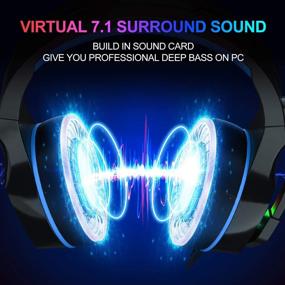 img 3 attached to Nivava K12 USB Gaming Headset for PC and PS5 - 7.1 Surround Sound PS4 Headset with Noise-Cancelling Mic, Over-Ear Headphone with Soft Memory Earpads, RGB LED Lights - Compatible with Computer, Laptop, Mac