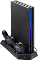 🎮 ps4 pro vertical stand with cooling fan, controller charging station and led charging indicator - fastsnail compatible with playstation 4 pro, charger for dualshock 4 controllers logo