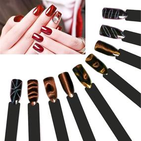 img 1 attached to 🐱 Набор инструментов для магнитного дизайна ногтей "Cat Eye" - идеально подходит для самостоятельного создания магнитного дизайна ногтей - 8 предметов для использования в салоне, студии или дома.