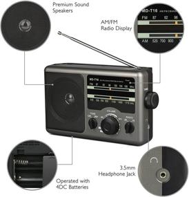 img 1 attached to 📻 Highly Portable AM FM Radio Transistor Radio Powered by 4 D-Cell Batteries or AC with Outstanding Reception, Large Speaker, 3.5 mm Earphone Jack, Dual Tone Mode, Sturdy Handle for Indoor or Outdoor Usage