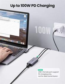 img 1 attached to UGREEN USB C to Ethernet Adapter RJ45 Thunderbolt Type C Right-Angle Gigabit Network LAN Converter with PD Fast Charge - Compatible for MacBook Pro 2020 2019 2018 2017, MacBook Air, iPad Pro, Windows