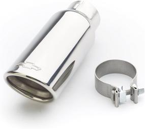 img 2 attached to 🚀 GM Accessories 22799814 5.3L Angle-Cut Dual-Wall Exhaust Tip in Polished Stainless Steel with Bowtie Logo