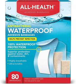 img 4 attached to 💧 All Health Clear Waterproof Antibacterial Adhesive Bandages: 80 ct Assorted Sizes Variety - Prevent Infection, First Aid & Wound Care