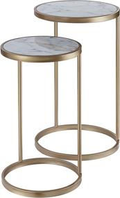 img 2 attached to 💎 Convenience Concepts Gold Coast Faux Marble Nesting End Tables: Elegant Faux Marble and Gold Accents for Modern Living Spaces