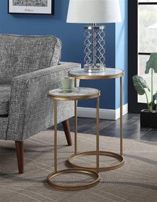 img 4 attached to 💎 Convenience Concepts Gold Coast Faux Marble Nesting End Tables: Elegant Faux Marble and Gold Accents for Modern Living Spaces