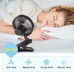 img 2 attached to 🌬️ Portable USB Desk Fan - Quiet, Rechargeable Clip-on Fan with Auto Oscillation, 3 Speeds, and Intermittent Wind Setting - 6000mAh Mini Fan for Baby Stroller, Office Table, Bedroom