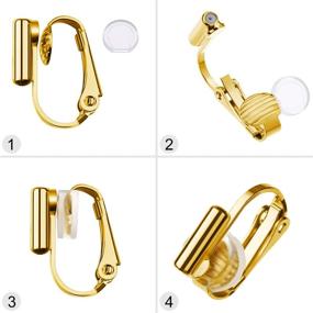 img 3 attached to 🔁 Transform Your Look: 9 Pairs Clip-on Earring Converters and Comfort Pads for Non-Pierced Ears (Style A) in 3 Vibrant Colors