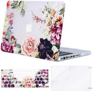 mosiso plastic rose leaves hard shell case for macbook pro 13 inch (a1278, 2012-2008) with keyboard cover skin & screen protector logo