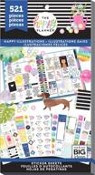 🎨 happy illustrations theme sticker value pack by me & my big ideas - multi-color - ideal for projects, scrapbooks & albums - 30 sheets, 521 stickers total - the happy planner scrapbooking supplies logo