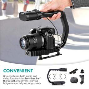 img 2 attached to Movo + Sevenoak Micrig U Grip Handle: Stabilizer with Built-in Stereo 🎥 Microphone, LED Light, and Camera Accessories for Cameras, Smartphones, and GoPro Action Cameras