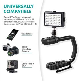 img 1 attached to Movo + Sevenoak Micrig U Grip Handle: Stabilizer with Built-in Stereo 🎥 Microphone, LED Light, and Camera Accessories for Cameras, Smartphones, and GoPro Action Cameras