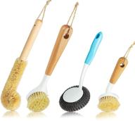 ultimate 4-pack kitchen cleaning brush set: sisal pan, sisal dish, coconut fibre bottle, and stainless steel pot scrubber - ideal dish scrubber set for a sparkling clean kitchen! logo