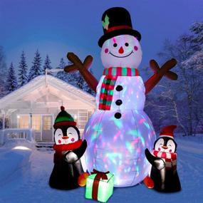 img 4 attached to OurWarm 6ft Christmas Inflatables: Rotating LED Snowman Penguin Yard Decor!