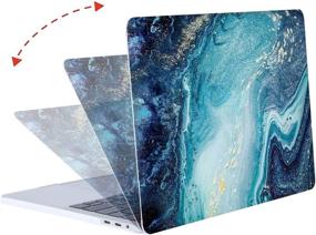 img 1 attached to 💻 MOSISO MacBook Pro 15 inch Case 2016-2019 A1990 A1707, Creative Wave Marble Hard Shell Case & Keyboard Cover Skin & Screen Protector, Blue