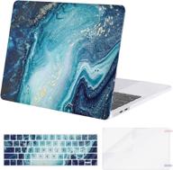 💻 mosiso macbook pro 15 inch case 2016-2019 a1990 a1707, creative wave marble hard shell case & keyboard cover skin & screen protector, blue логотип