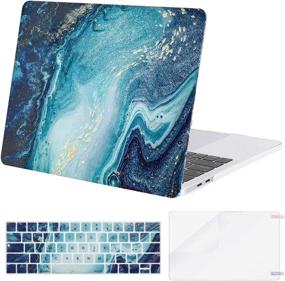 img 4 attached to 💻 MOSISO MacBook Pro 15 inch Case 2016-2019 A1990 A1707, Creative Wave Marble Hard Shell Case & Keyboard Cover Skin & Screen Protector, Blue