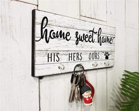 img 2 attached to 🐾 His Hers Ours Paws Key Holder: Stylish Wall Entryway Decor with Rustic Key Hooks and Farmhouse Home Sweet Home Sign
